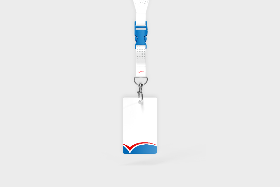 Plastikkarten drucken lassen – Beispiel mit Schlüsselband und modernem Design